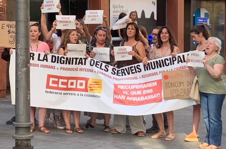 Protesta al carrer dels treballadors de Badalona Comunicació foto: arxiu