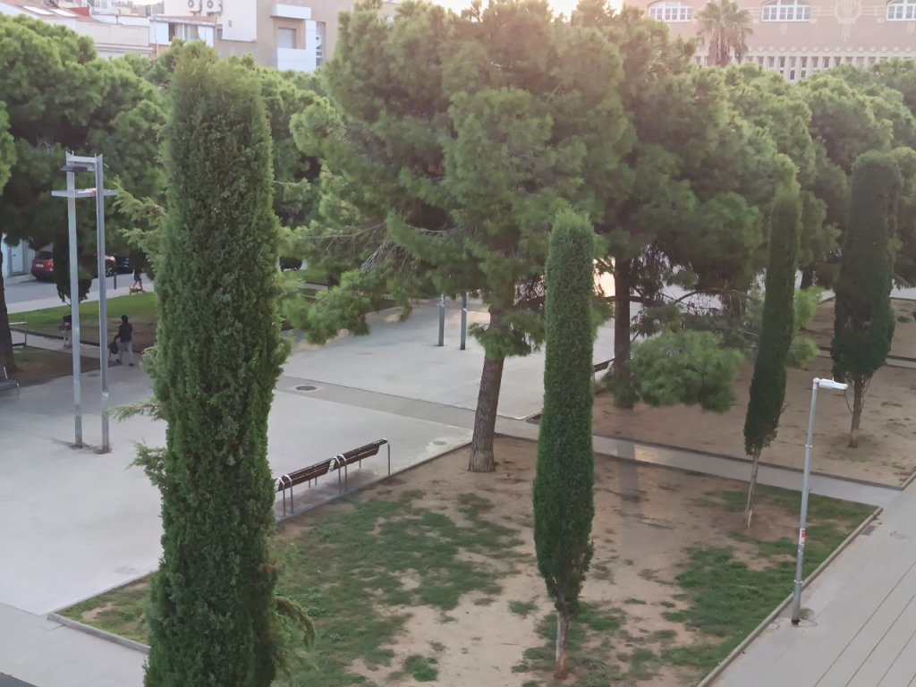 Un detall de l'estat actual de la plaça del Gas al Progrés de Badalona foto: Tomeu Ferrer