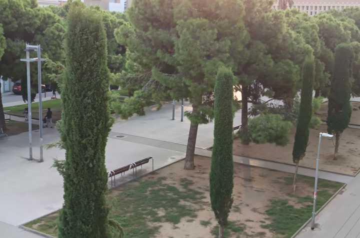 Un detall de l'estat actual de la plaça del Gas al Progrés de Badalona foto: Tomeu Ferrer