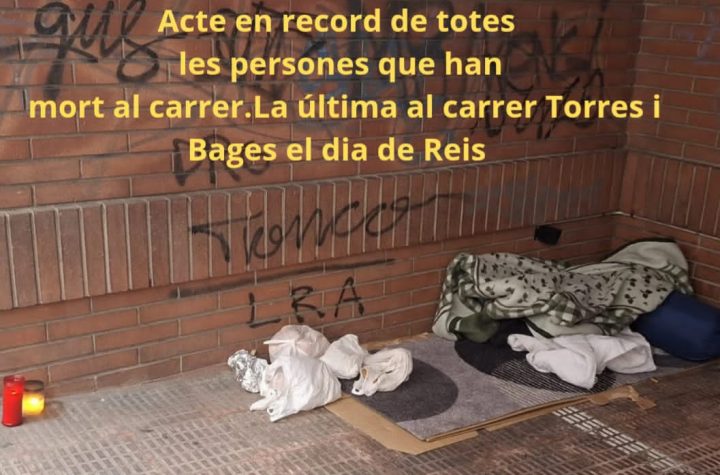 Cartell de convocatoria de l'acte per les persones mortes al carrer a Badalona