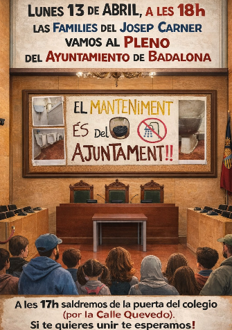 Muntatge fotogràfic reivindicatiu dels familiars de l'escola Josep Carner
