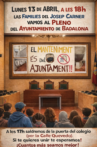 Muntatge fotogràfic reivindicatiu dels familiars de l'escola Josep Carner